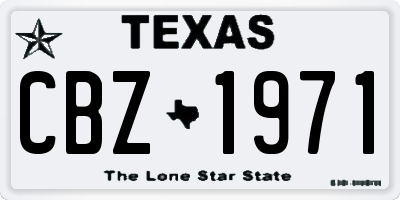 TX license plate CBZ1971