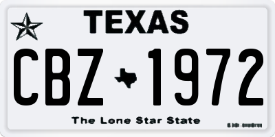 TX license plate CBZ1972