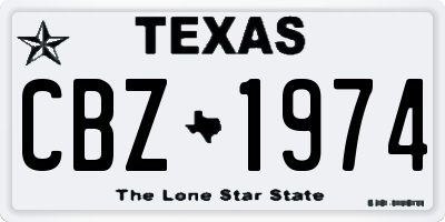 TX license plate CBZ1974