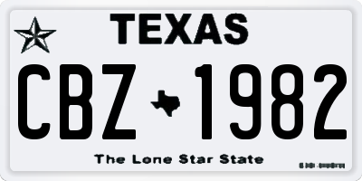 TX license plate CBZ1982