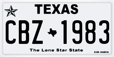 TX license plate CBZ1983