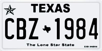 TX license plate CBZ1984