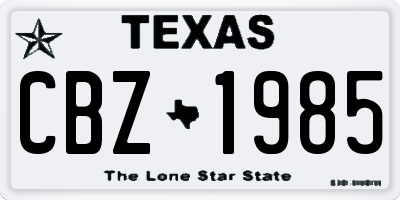TX license plate CBZ1985