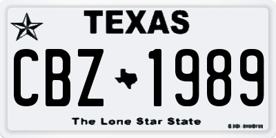 TX license plate CBZ1989