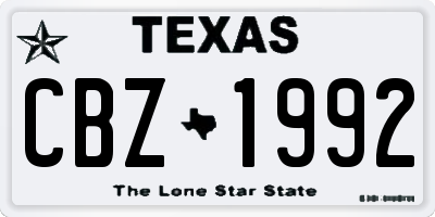 TX license plate CBZ1992