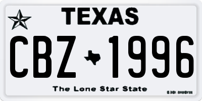 TX license plate CBZ1996