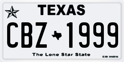 TX license plate CBZ1999