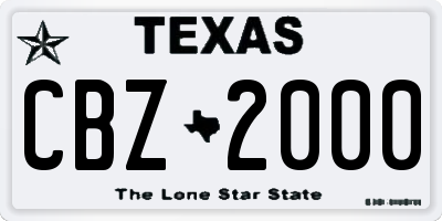 TX license plate CBZ2000