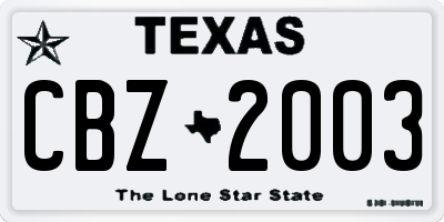 TX license plate CBZ2003