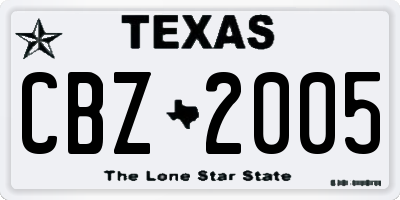 TX license plate CBZ2005
