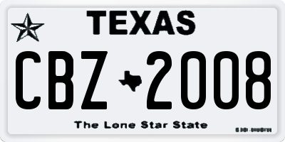 TX license plate CBZ2008