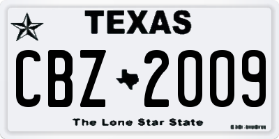 TX license plate CBZ2009