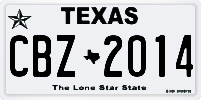 TX license plate CBZ2014