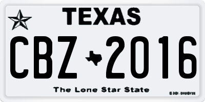 TX license plate CBZ2016
