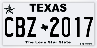 TX license plate CBZ2017