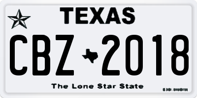 TX license plate CBZ2018