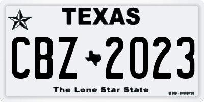 TX license plate CBZ2023