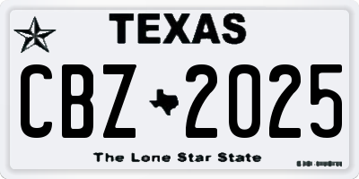 TX license plate CBZ2025