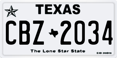 TX license plate CBZ2034