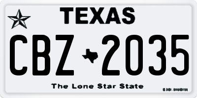 TX license plate CBZ2035