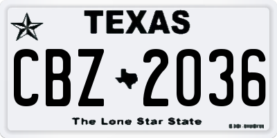 TX license plate CBZ2036