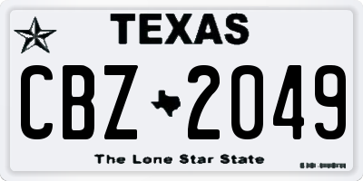 TX license plate CBZ2049