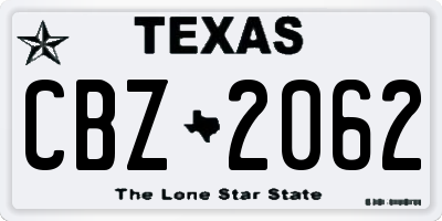 TX license plate CBZ2062