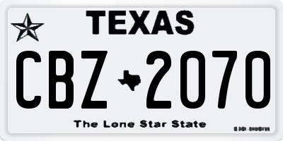 TX license plate CBZ2070
