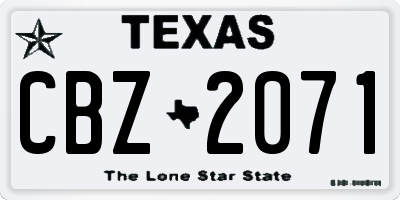 TX license plate CBZ2071