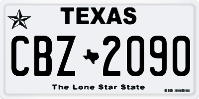 TX license plate CBZ2090