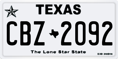 TX license plate CBZ2092