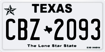 TX license plate CBZ2093