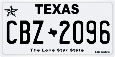 TX license plate CBZ2096