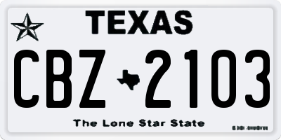 TX license plate CBZ2103