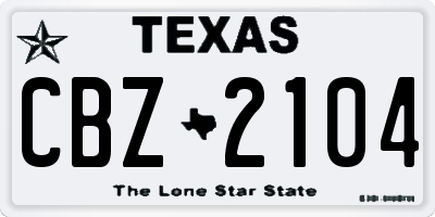 TX license plate CBZ2104