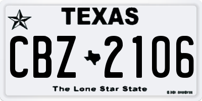 TX license plate CBZ2106