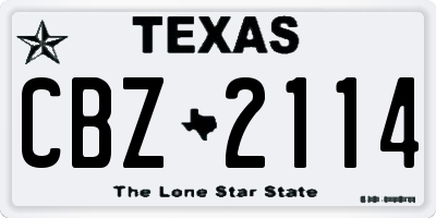 TX license plate CBZ2114