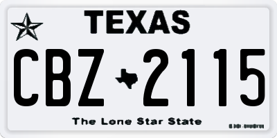 TX license plate CBZ2115