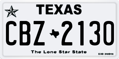 TX license plate CBZ2130