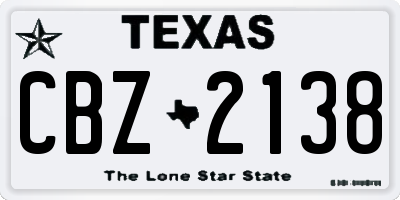 TX license plate CBZ2138