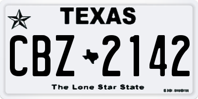 TX license plate CBZ2142