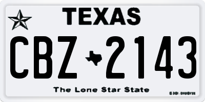 TX license plate CBZ2143