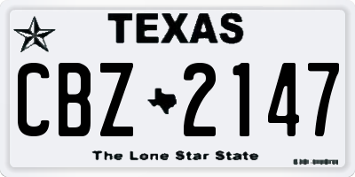 TX license plate CBZ2147