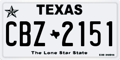 TX license plate CBZ2151