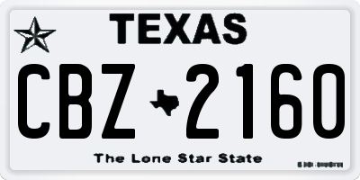 TX license plate CBZ2160