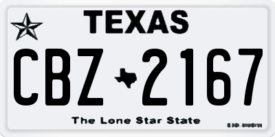 TX license plate CBZ2167