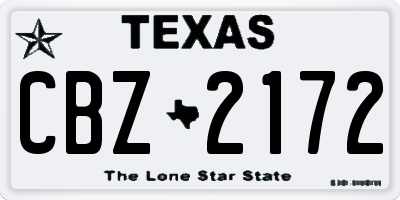 TX license plate CBZ2172