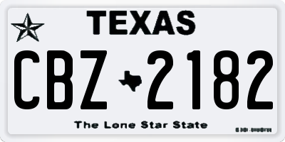 TX license plate CBZ2182