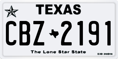 TX license plate CBZ2191