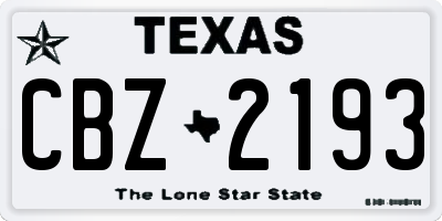 TX license plate CBZ2193